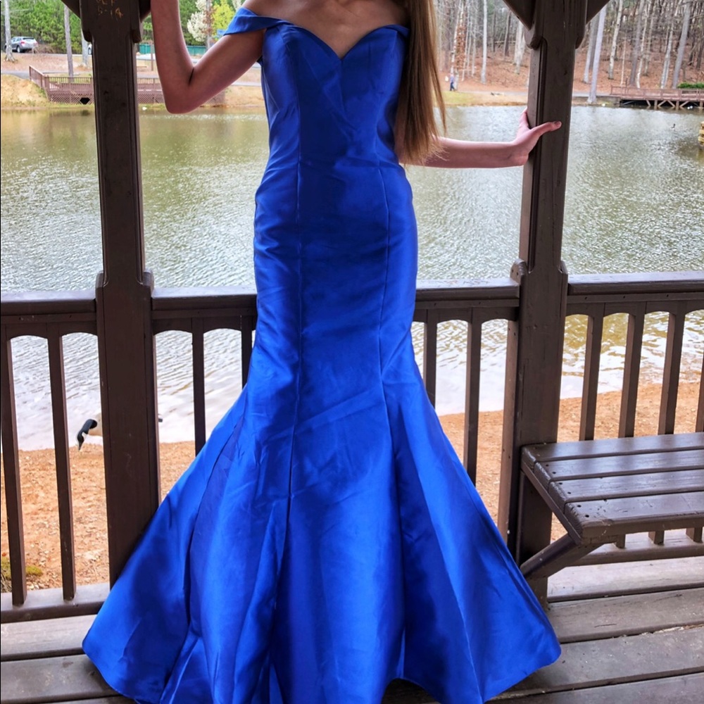 Royal Blue off the shoulder Prom Dress
